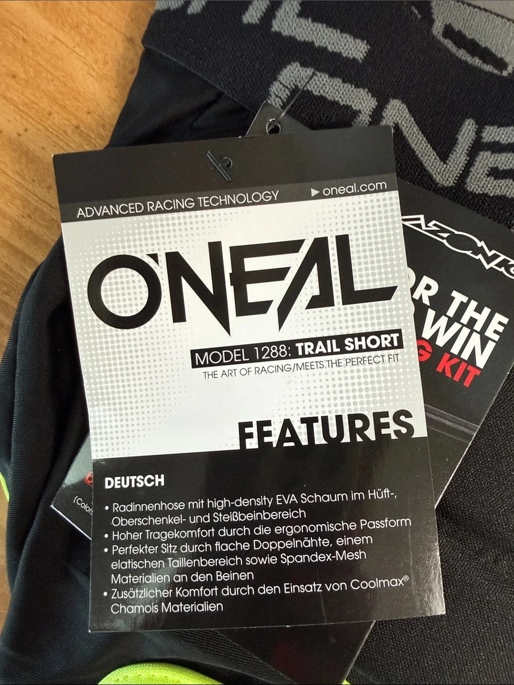 Men’s O’Neal Trail Short- Black with Neon Yellow Trim - Picture 4 of 6
